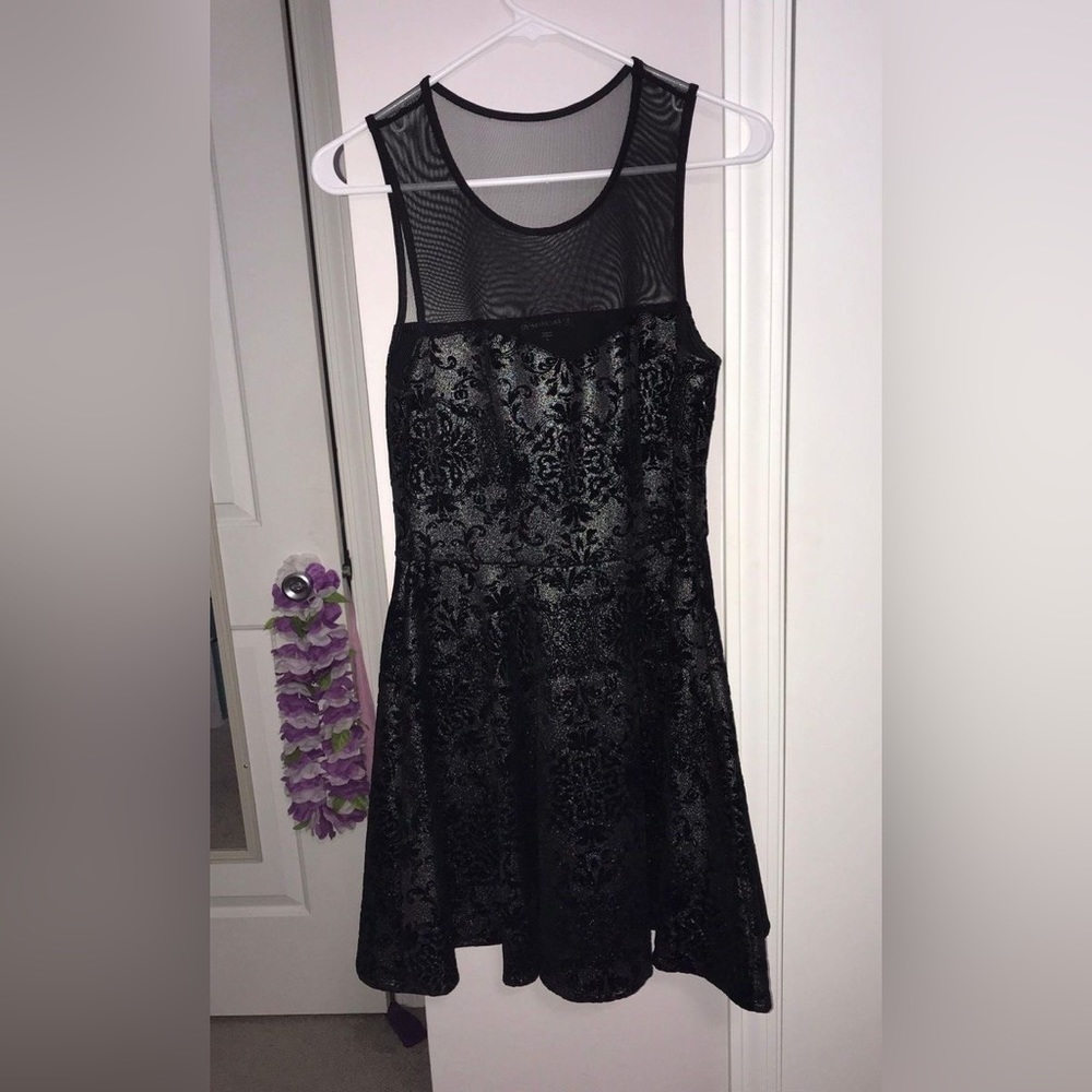 Three Pink Hearts black A line dress. Size L. Above the knee event dress